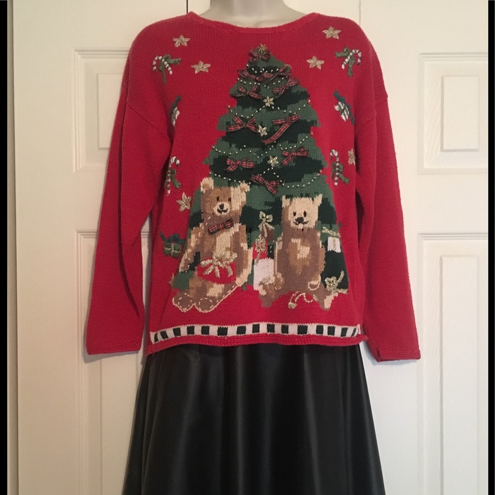 SOLD! TIARA International Christmas Ugly Red Sweat